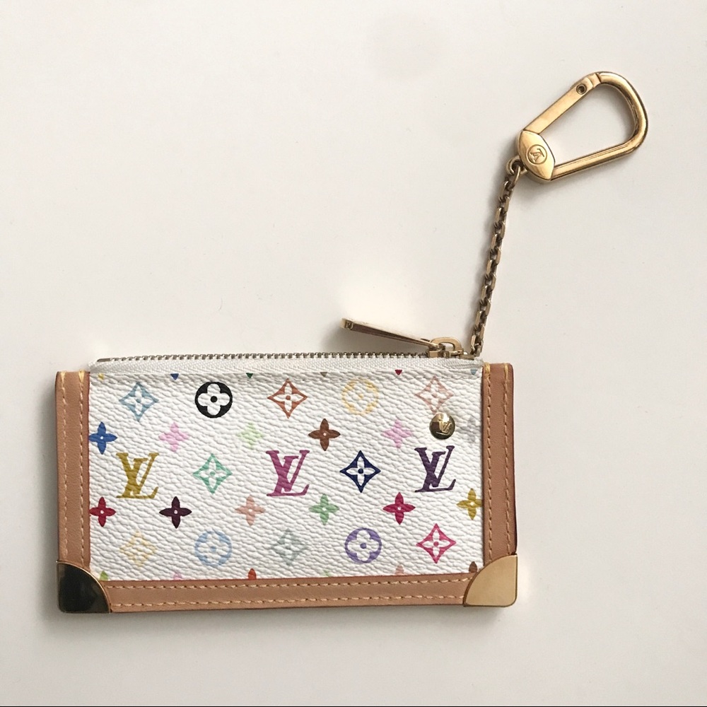 Louis Vuitton Multicolor Monogram Pochette Key Cles Pouch White Blanc Murakami - Picture 3 of 16